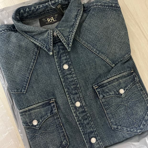 RRL 웨스턴 셔츠 슬림핏 더블알엘 다크워시 중청