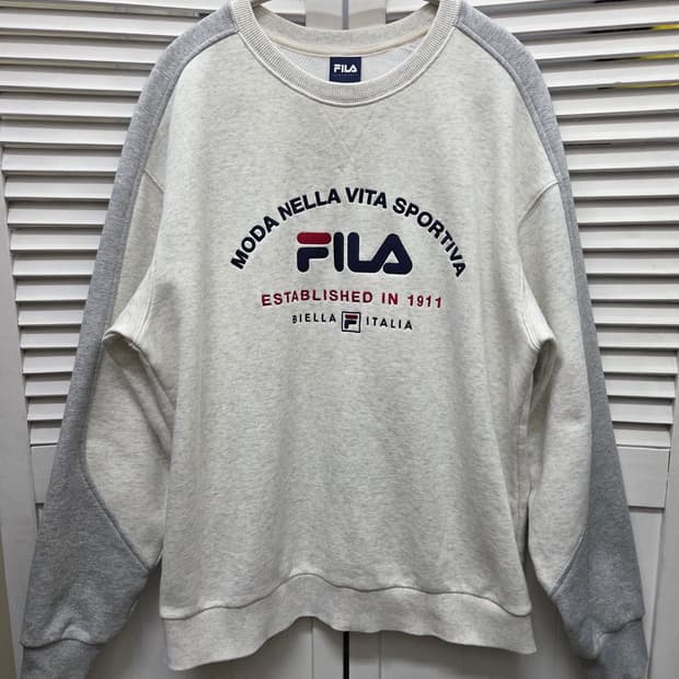 휠라 컬러블록 맨투맨