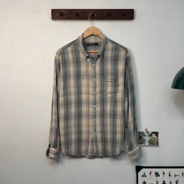 해칭룸 디스 체크셔츠 아이스크림/S25