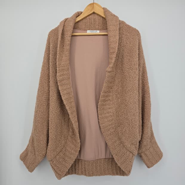 일본 빈티지 핑크 브라운톤   니트 가디건 숏 자켓