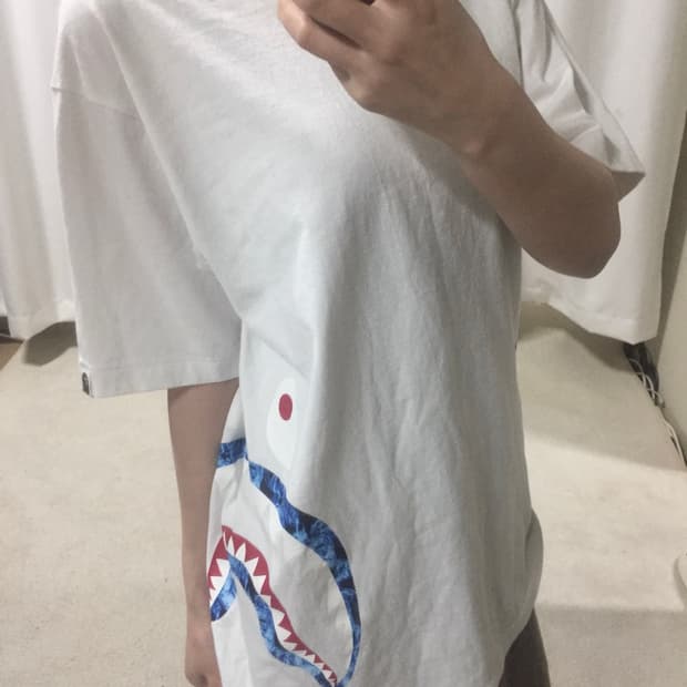 베이프 샤크 사이드 화이트 반팔 티셔츠