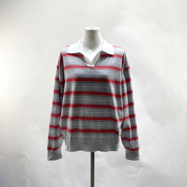 에잇세컨즈 2025 여성카라단가라니트 그레이 S