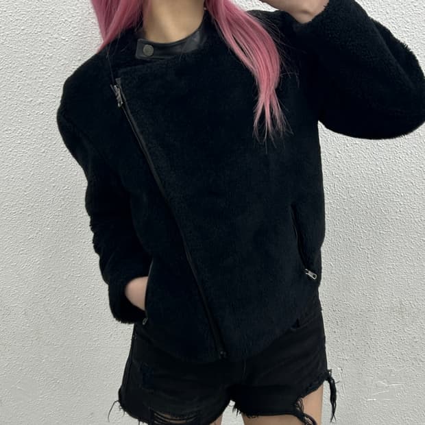 아르마니 익스체인지 블랙 양털 자켓 S