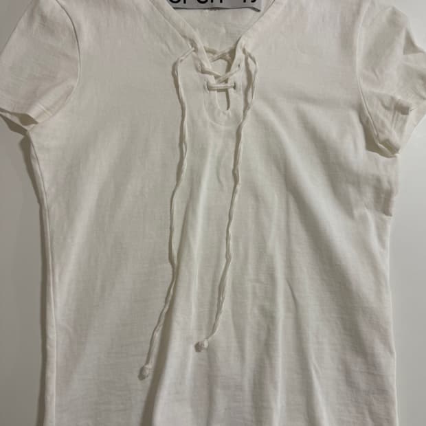 OPEN YY LACE-UP JERSEY TEE, WHITE