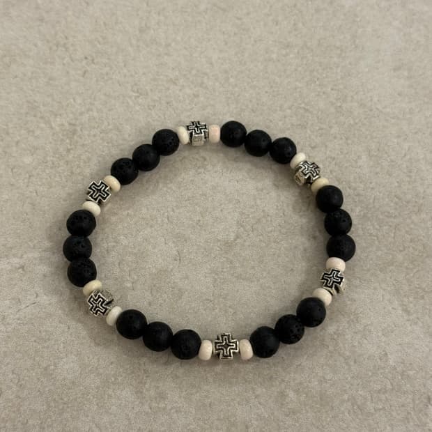 화산석 십자 포인트 팔찌