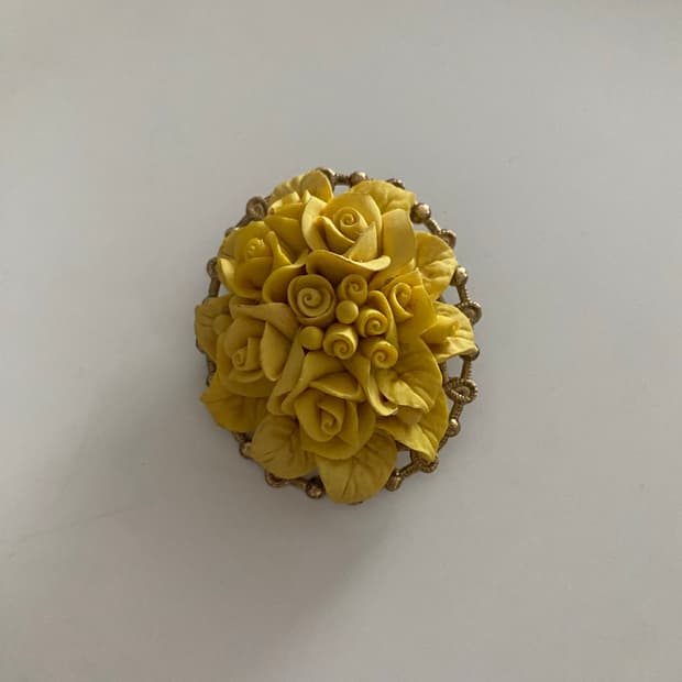 빈티지 노란장미 브로치