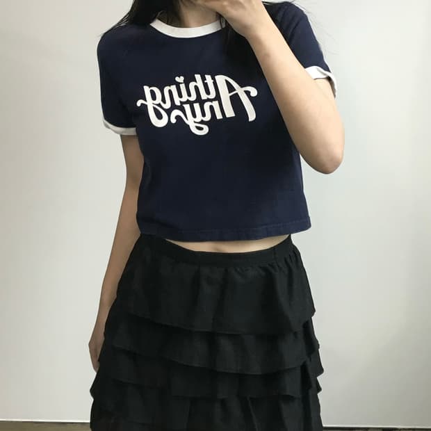 브라운브레스 크롭 링거 반팔 티셔츠