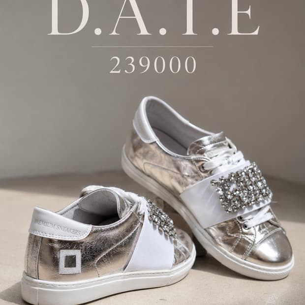 프리미엄 스니커즈 D.A.T.E 실버 큐빅 스니커즈
