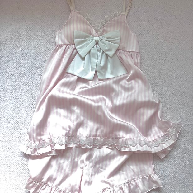 슈가돌 스트라이프 핑크 룸웨어 세트 리즈리사 원피스 히메갸루 라떼갸루