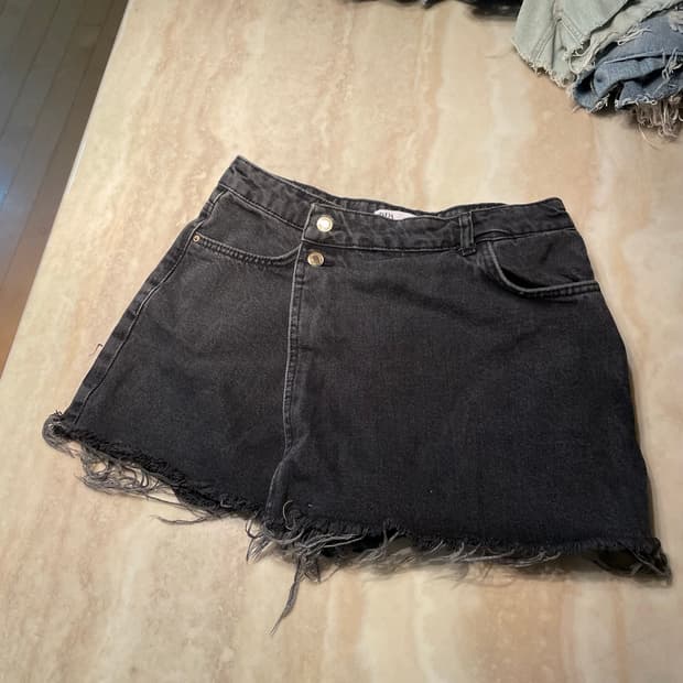 Zara 자라 데님 랩 스커트 치마바지 블랙 미니스커트 치마