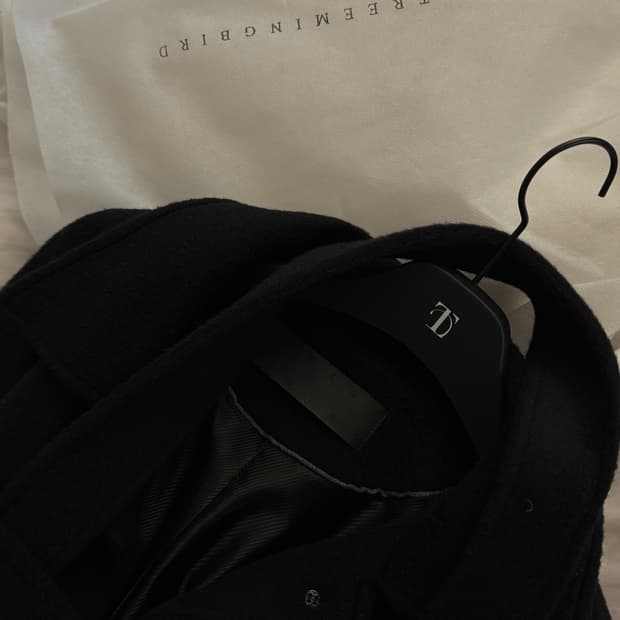 트리밍버드 발마칸 롱코트 블랙