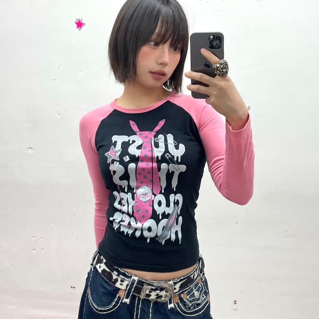 Pink dot tie blood pink long sleeve
