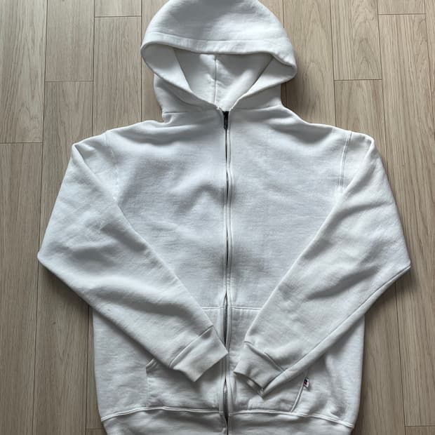 80s 90s Russell usa 미제 러셀 스웻 후드 집업 화이트 m