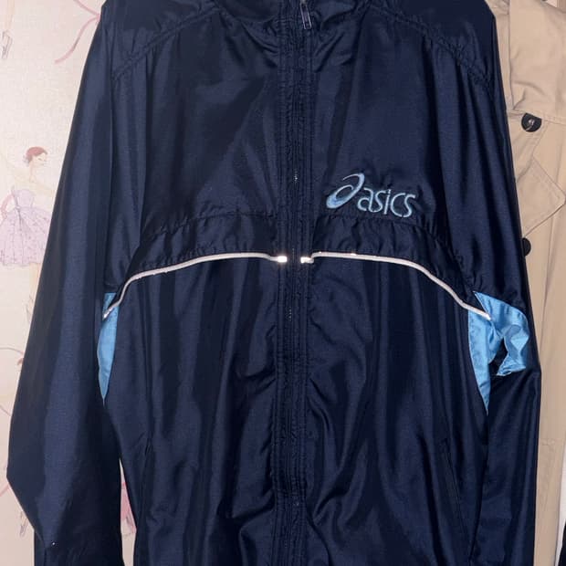 아식스 90‘s 올드스쿨 네이비 & 스카이블루 배색 바람막이 y2k