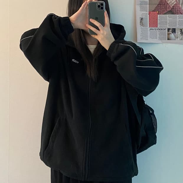 코드그라피 후리스 후드집업