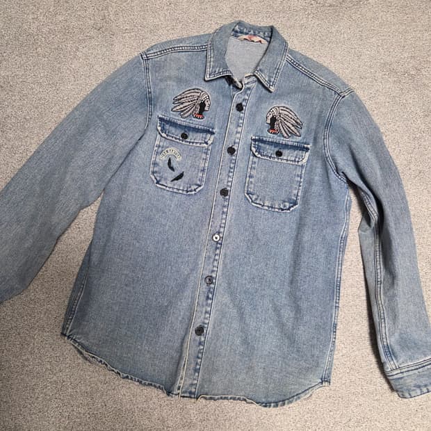 빈티지 인디언자수 데님셔츠 자켓 L-XL(100-105)