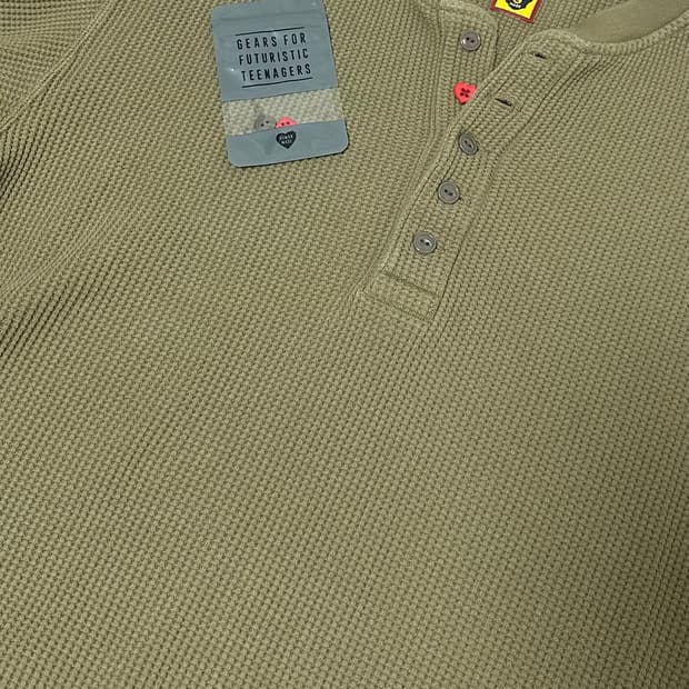 휴먼메이드 헨리넥 롱슬리브 티셔츠 카키