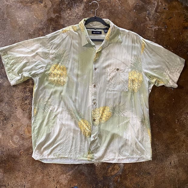 빈티지 파인애플 반팔 셔츠