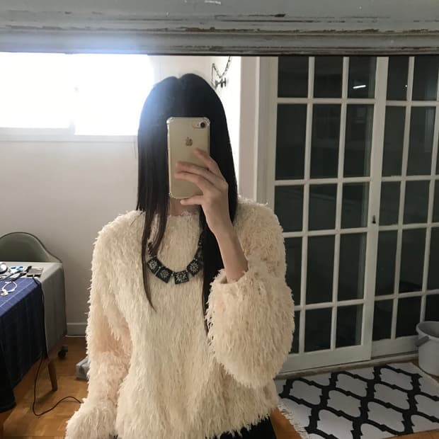 vintage ivory fur top