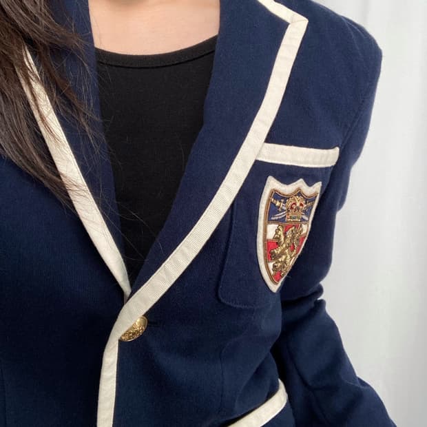 폴로 네이비 엠블럼 와펜 금장 블레이저