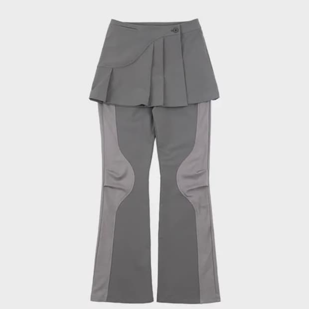 오호스 2-way Pleats Skirt Pants Grey