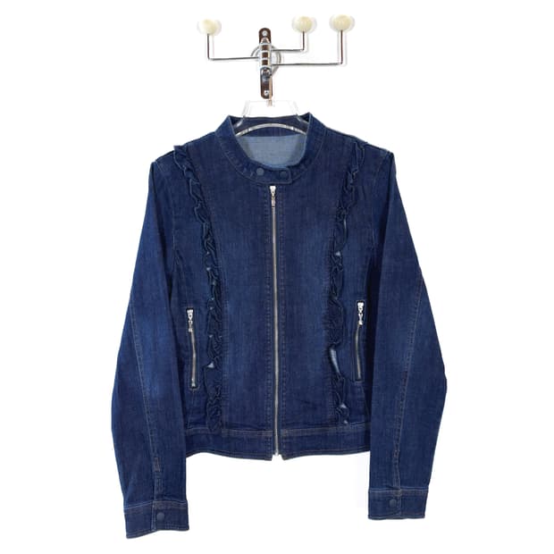 히로코 코시노 비스 러플 데님 라이더 자켓