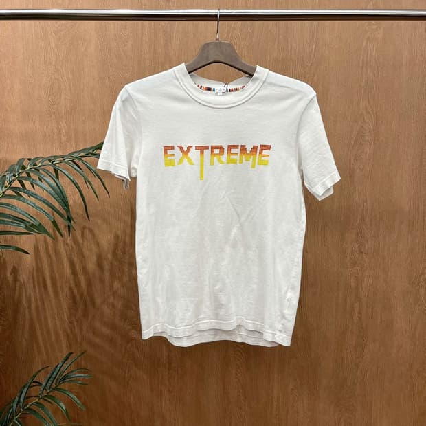 폴스미스 반팔 티셔츠 그라데이션 레터링 프린팅 라운드넥 디테일 화이트