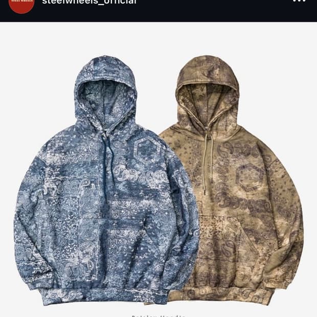 스틸휠즈 페이즐리 기모 후드티