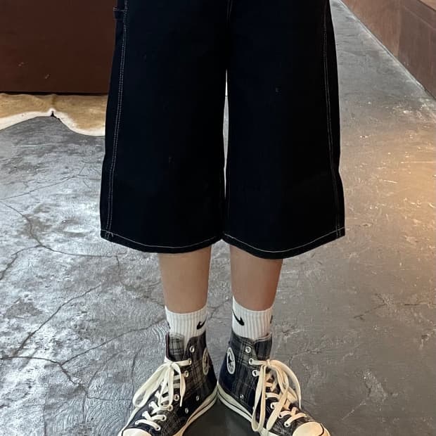 빈티지 흑청 데님 하프 팬츠 H81