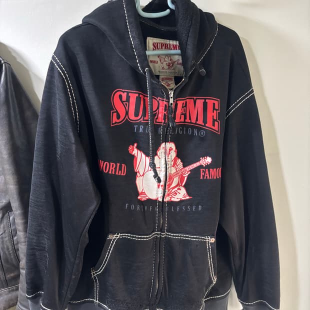 슈프림 x 트루 릴리전 집업 후드 스웨트셔츠 블랙 - 21FW