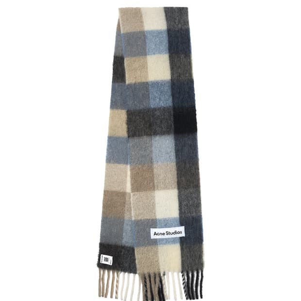 아크네 스튜디오 모헤어 체크 머플러 블루 베이지 블랙