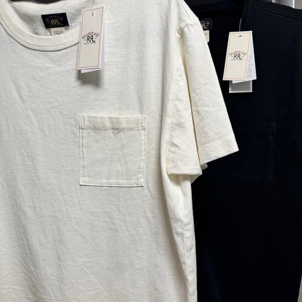 (새상품)RRL 가먼트다이포켓티셔츠 블랙+화이트 한장씩 M