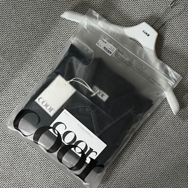 쿠어(COOR) 페이디드 심 워싱데님 셔츠 L (워시드블랙) + 옷걸이