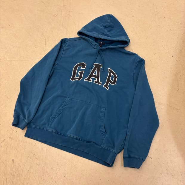 갭 빅로고 블루 후드티