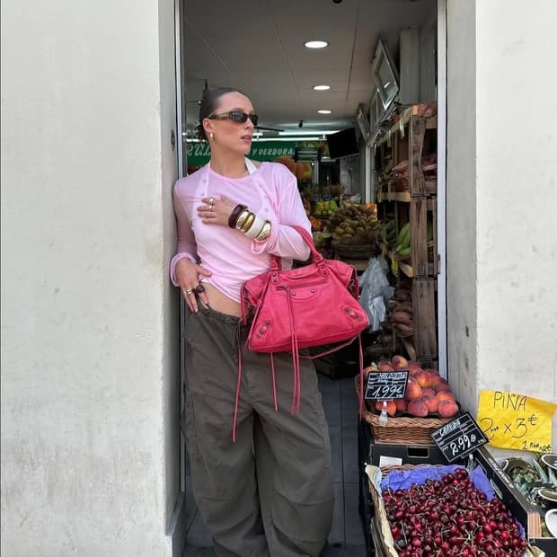 Balenciaga 발렌시아가 시티백 모터백 딥 핑크 상태 A 미디움