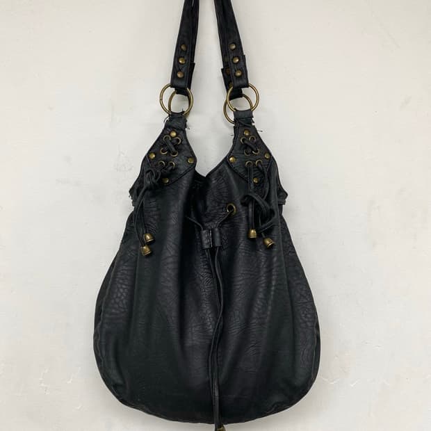00’s Lace-Up Detail Leather Drawstring H