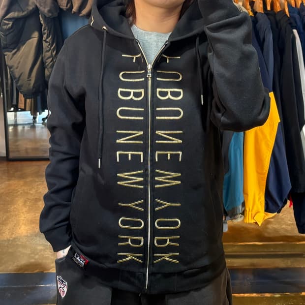 푸부 빅로고 블랙 후드집업