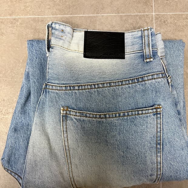 빈티지 워싱 와이드 데님 팬츠 연청
