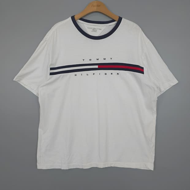 타미힐피거 Tommy Hilfiger 로고 라인 반팔티 화이트 XL