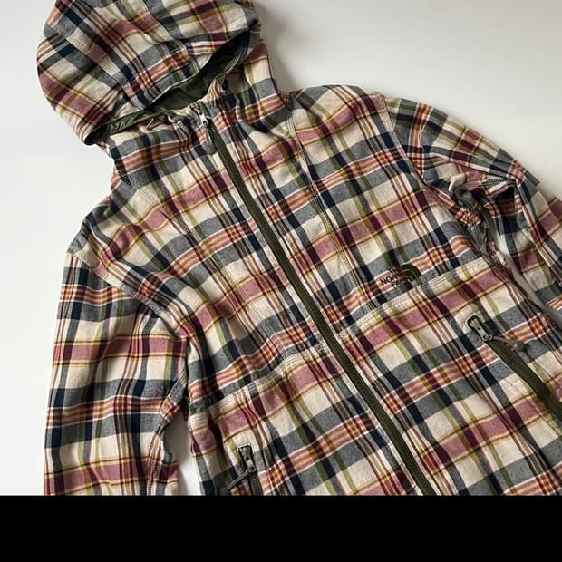 노스페이스 나나미카 퍼플라벨 체크 후드집업 L