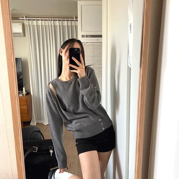 더무이 라쿤 랩 니트 차콜