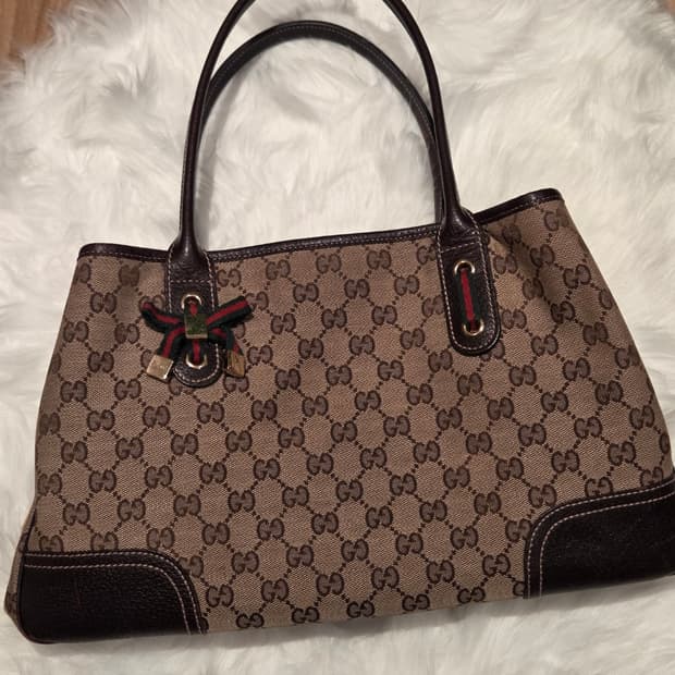 구찌 GG 로고 캔버스 자카드 토트백