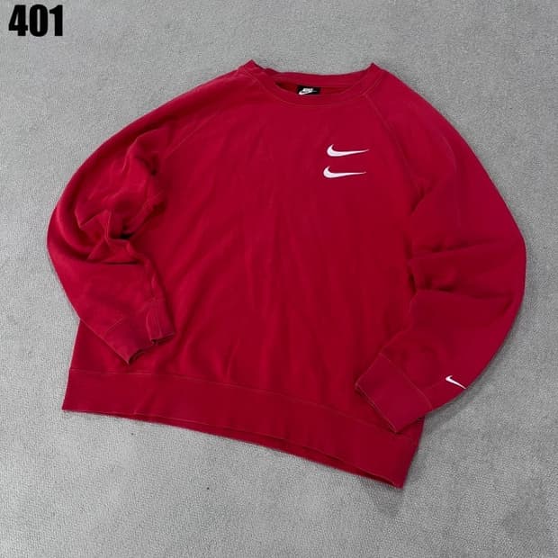 나이키 더블 스우시 레드 맨투맨