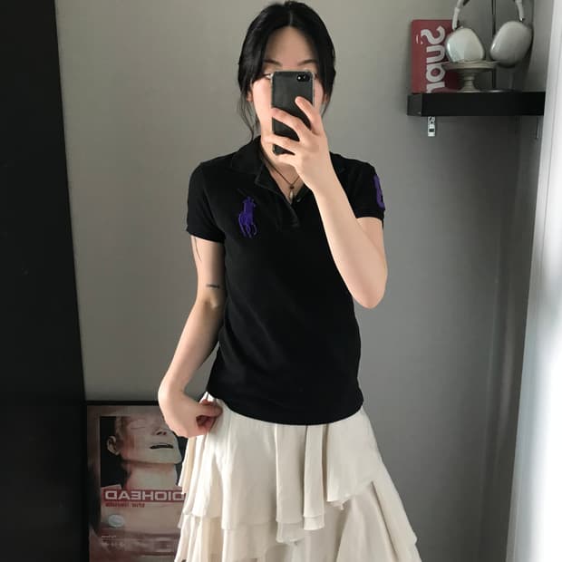 폴로 랄프로렌 걸즈 빅포니로고 블랙 카라티