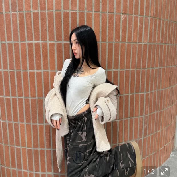 더미스테리어스호텔 베이직 와이드 팬츠 카모