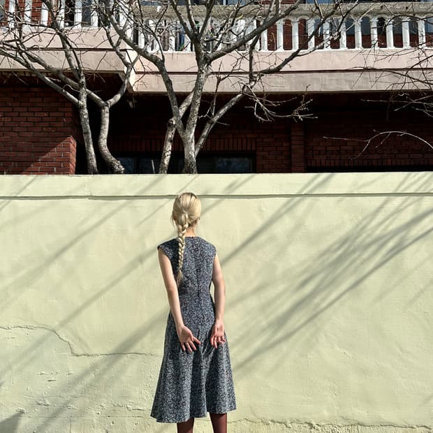 스퀘어넥 코듀로이 플로럴 원피스