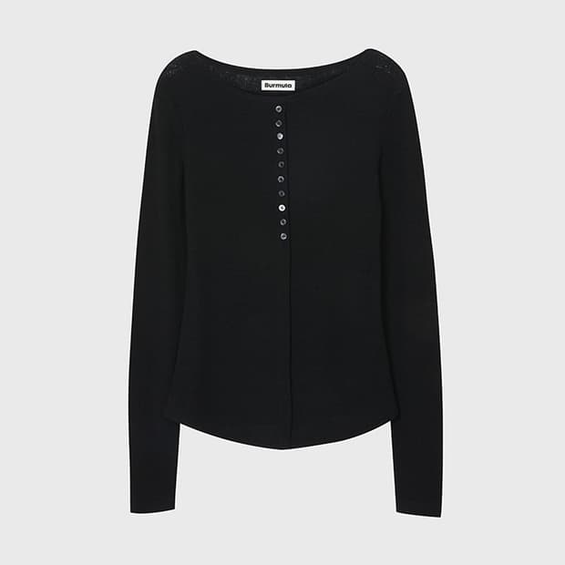 버뮬라 ribbed wool button top