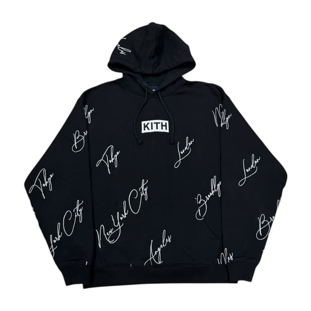 KITH 키스 시티 스크립트 기모 후드티 블랙 L