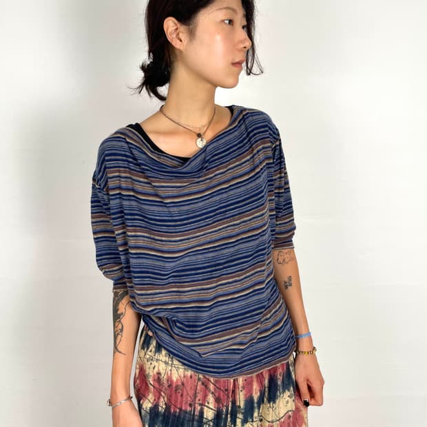 90s issey miyake plantation stripe top  