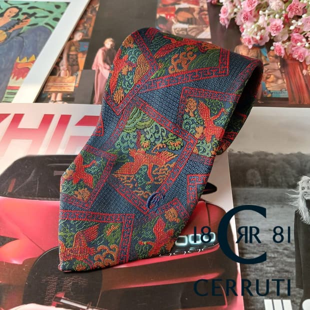 세루티 실크 봉황 자카드 아트 넥타이 9.4cm A+등급 A19142
